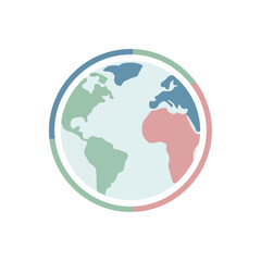 Obraz premium Abstract Globe Icon with Continents and Pastel Colors