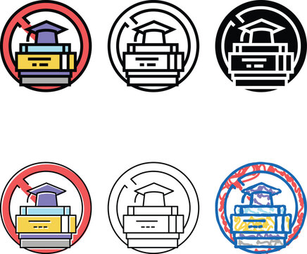 lack multistyle of education social problem color icon vector. lack of education social problem sign. isolated symbol