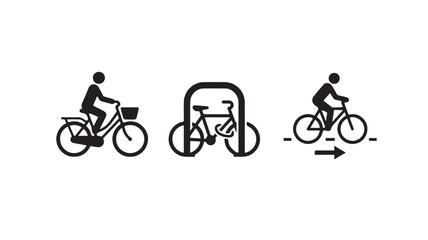 Obraz premium Cycling Icons Set For Transportation And Bike Sharing Concepts