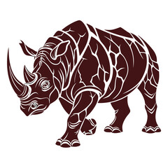Fototapeta premium Bold brown rhinoceros graphic illustration with rhinoceros wildlife illustration strength endangered wilderness artistic stylized minimalist