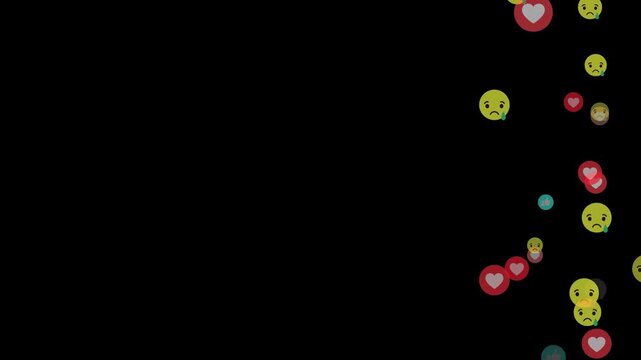 Emoji social media element, Live streaming style animated icon.Social Media Live Style Emoji With black Screen Chroma Key 4k Loop Video. Live Streaming Style Particales Icon.Floating animation.