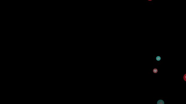 Emoji social media element, Live streaming style animated icon.Social Media Live Style Emoji With black Screen Chroma Key 4k Loop Video. Live Streaming Style Particales Icon.Floating animation.
