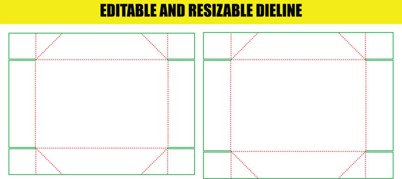 Technical folding box dieline template featuring corner reinforced tabs for secure storage and retail product packaging
