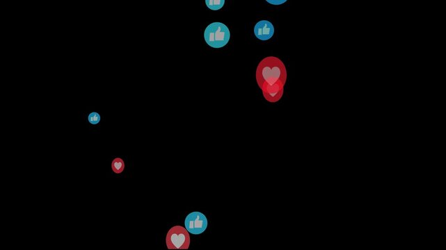 Emoji social media element, Live streaming style animated icon.Social Media Live Style Emoji With black Screen Chroma Key 4k Loop Video. Live Streaming Style Particales Icon.Floating animation.