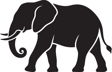 Fototapeta premium Elephant Vector Illustration with Walking Wildlife Animal and Raised Trunk on White Background