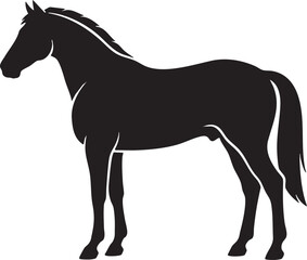 Obraz premium Black Horse Silhouette Vector Illustration Isolated on White Background