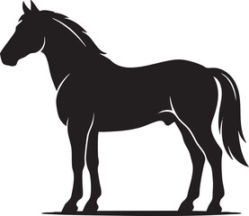 Obraz premium Black Horse Silhouette Vector Illustration Isolated on White Background