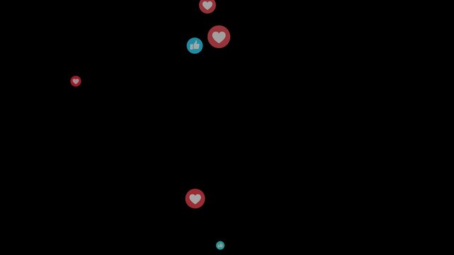 Emoji social media element, Live streaming style animated icon.Social Media Live Style Emoji With black Screen Chroma Key 4k Loop Video. Live Streaming Style Particales Icon.Floating animation.