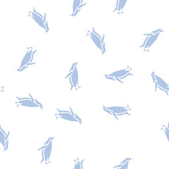 Obraz premium penguin bird vector glyph seamless pattern penguin bird sign illustration
