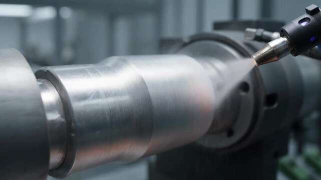 Industrial Thermal Spray Coating Process on Metal Cylindrical Component