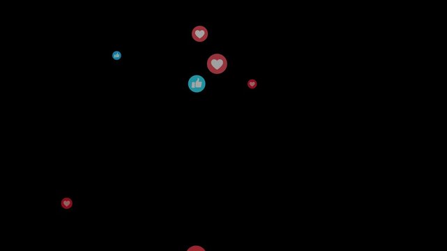 Emoji social media element, Live streaming style animated icon.Social Media Live Style Emoji With black Screen Chroma Key 4k Loop Video. Live Streaming Style Particales Icon.Floating animation.