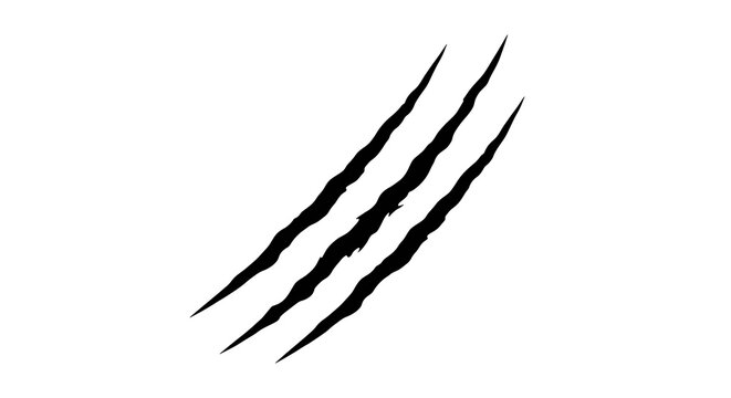A black claw mark of three parallel scratches on a white background