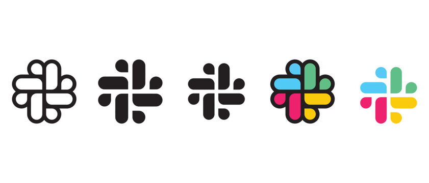 Slack Logo Icons Collection for Team Communication and Workplace Collaboration Editorial Vector