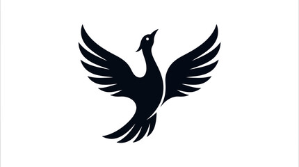 Fototapeta premium Black bird with wings spread
