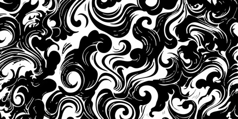 Obraz premium Abstract Black and White Swirl Pattern Monochrome Fluid Liquid Marble Texture Background for Graphic Design Wallpaper and Creative Digital Art