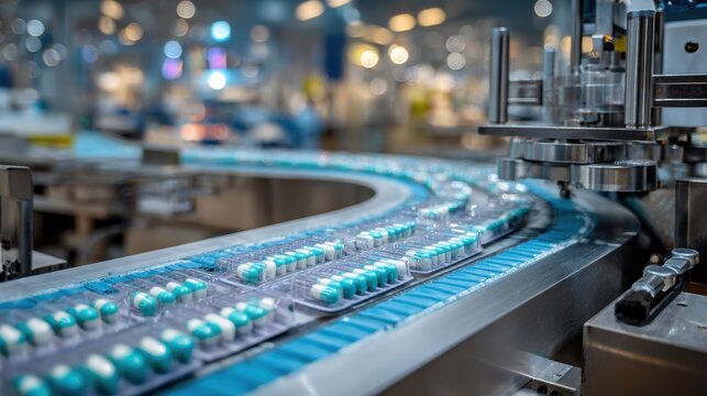 Automated Pharmaceutical Production Line for Capsule Blister Packs in a Modern Factory