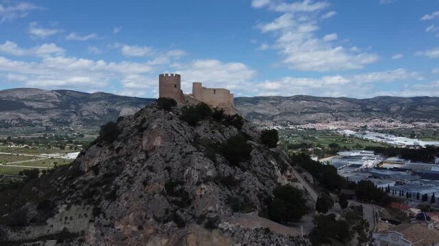 Clouds passing over the islamic fortress of Castalla, Spain.