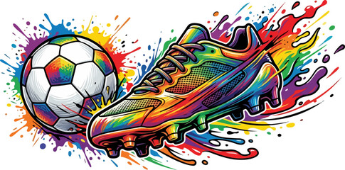 Colorful Football Shoe and Ball © yayan