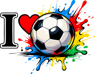 Naklejka premium Color Splash Soccer Heart