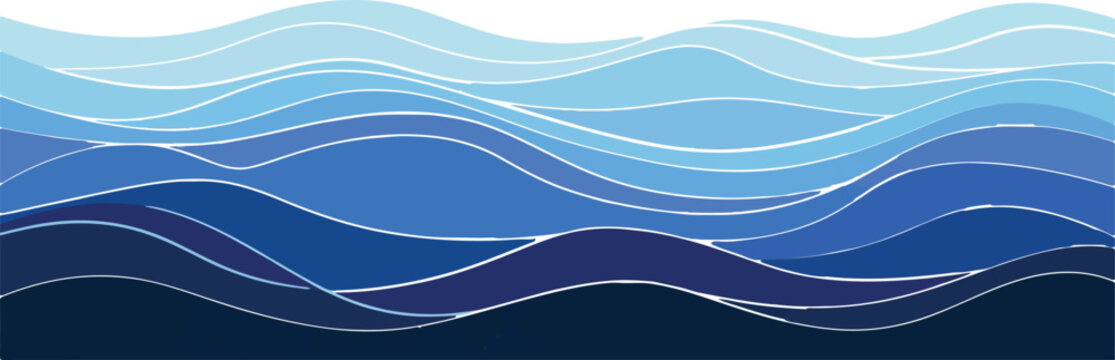 Stylized ocean wave pattern with blue layers abstract background wallpaper illustration backdrop decoration gradient composition creative peaceful ornament decorative