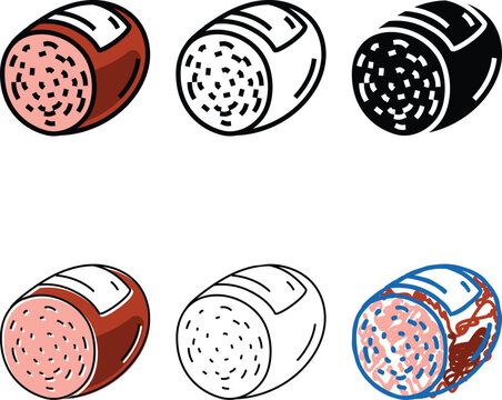bierwurst sausage meat color icon vector. bierwurst sausage meat sign. isolated symbol variations