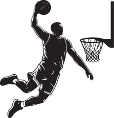 Basketball player dunking near hoop © Ranaart