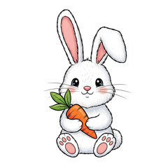 Obraz premium Cartoon rabbit holding a carrot