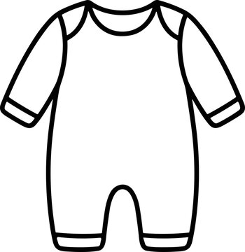 Baby sleepsuit outline illustration, long sleeve infant jumpsuit vector