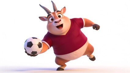 Fototapeta premium The Arabian antelope mascot in the Qatar national football team's kit. World Cup.