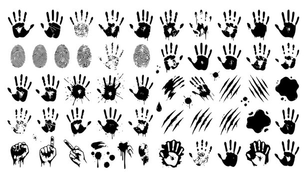 Horror bloody handprint isolated vector illustration
