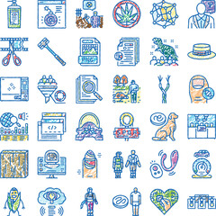 Fototapeta premium Hand drawn doodle set of colorful business, science, technology and nature iconsplayful sketches depicting innovation, data, web, health, environment, and connectivity concepts