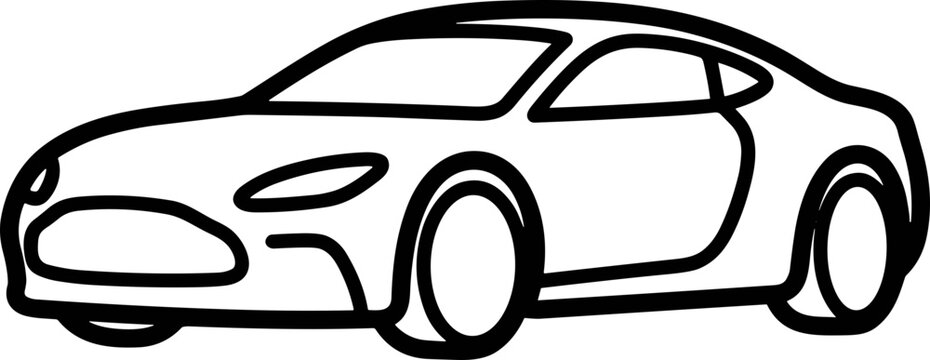 Sleek sports car outline, minimalist auto drawing, modern vehicle silhouette