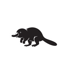 Fototapeta premium Water mammal profile, Minimalist platypus, Black and white platypus, platypus silhouette,