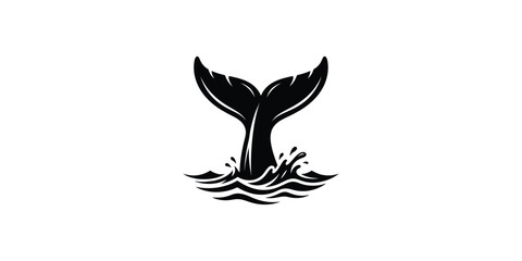 Naklejka premium Whale Tail Fluke Splash Silhouette Icon