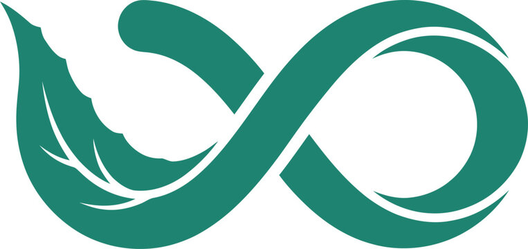 Green infinity symbol with leaf