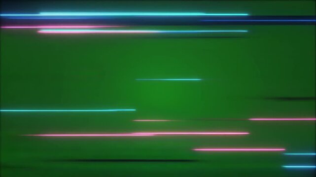Glowing neon speed lines vector on green background, abstract futuristic cyber light trail icon illustration