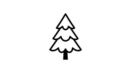 Fototapeta premium Minimalist line art pine tree icon on a plain white background