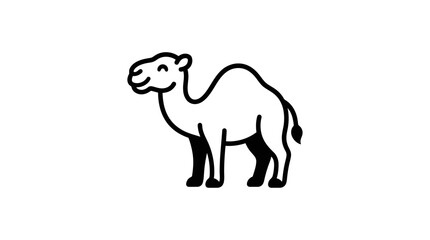 Naklejka premium Minimalist black outline drawing of a single camel standing in profile