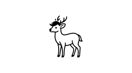 Fototapeta premium Simple black outline of a deer standing on white background