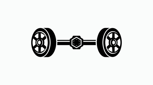 Black and white silhouette of a weightlifting dumbbell for fitness and strength training