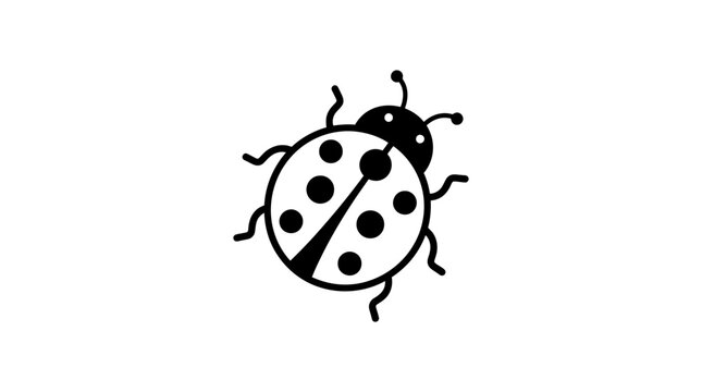 Simple black and white line drawing of a ladybug on a white background