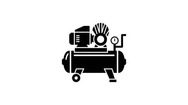 Air compressor machine icon on white background for industrial and mechanical use