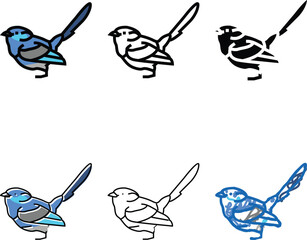 Obraz premium splendid simplified fairywren bird exotic color icon vector. splendid fairywren bird exotic sign. isolated symbol