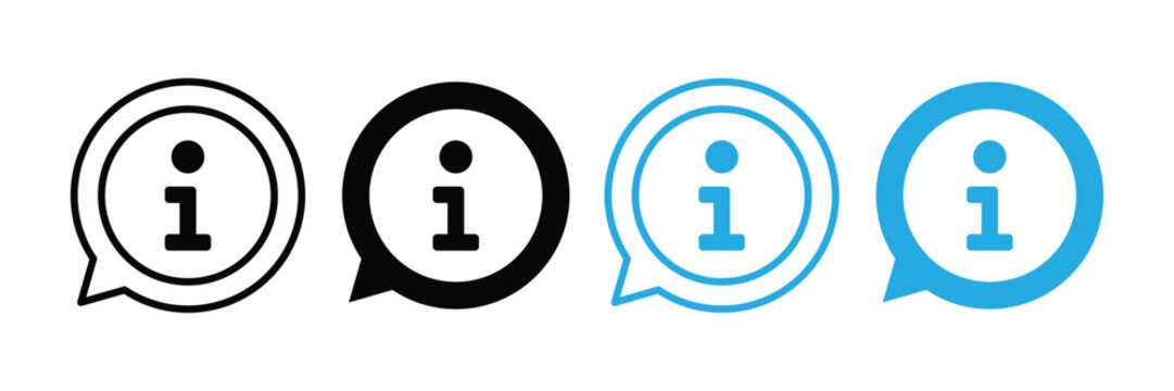 Information Icon Set &ndash; Info Button, Help Support & User Interface Vector Collection