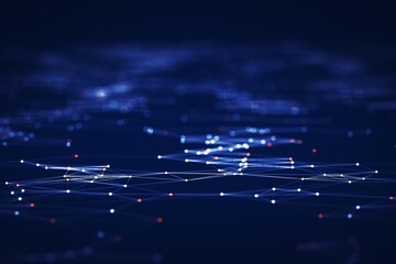 Abstract network of glowing dots connected by faint lines © Orewa 