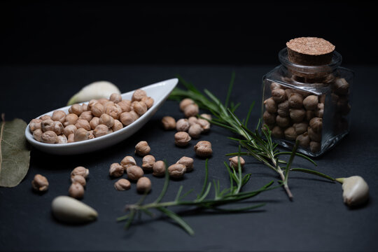 Still life of dried chickpeas