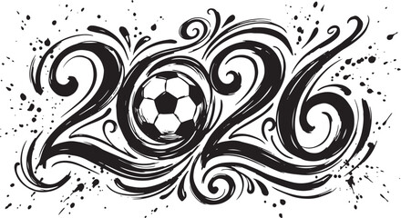 Fototapeta premium 2026 soccer illustration with dynamic swirls