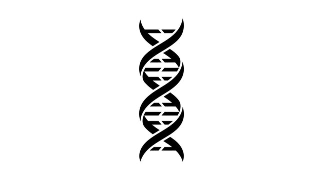 Minimalist black and white dna double helix structure symbol for science and technology