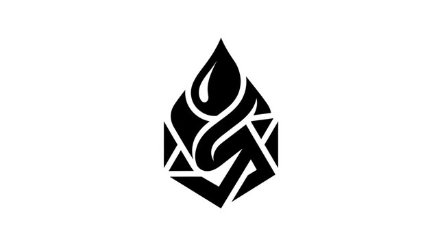 Modern geometric flame and water drop abstract symbol design