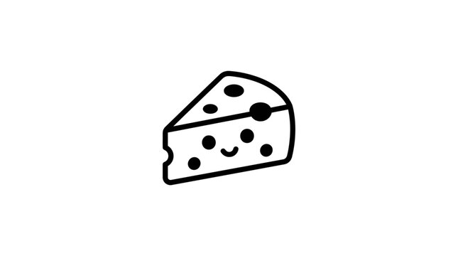 Cute cartoon cheese wedge with a smiling face and black pepper spots
